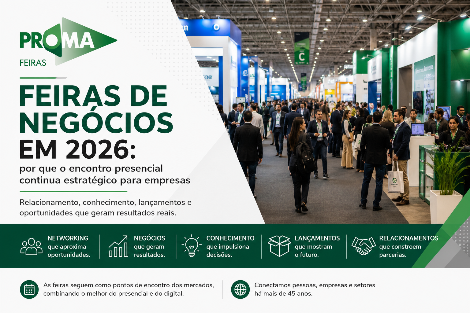 Feiras de negócios em 2026 com profissionais, networking e oportunidades empresariais.